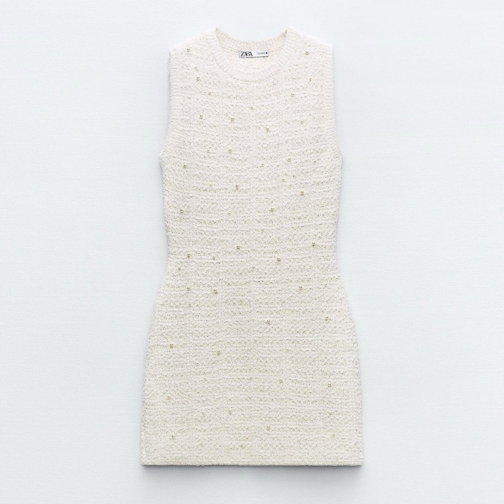 Zara pearl trim knit mini dress - Picture 2 of 7